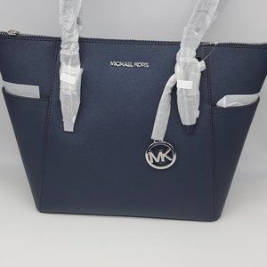 Michael Kors  Charlotte Large Top Zip Tote Navy